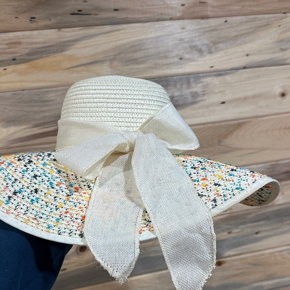 Colorful Woven Sun Hat with Ribbon - Picture 2 of 2